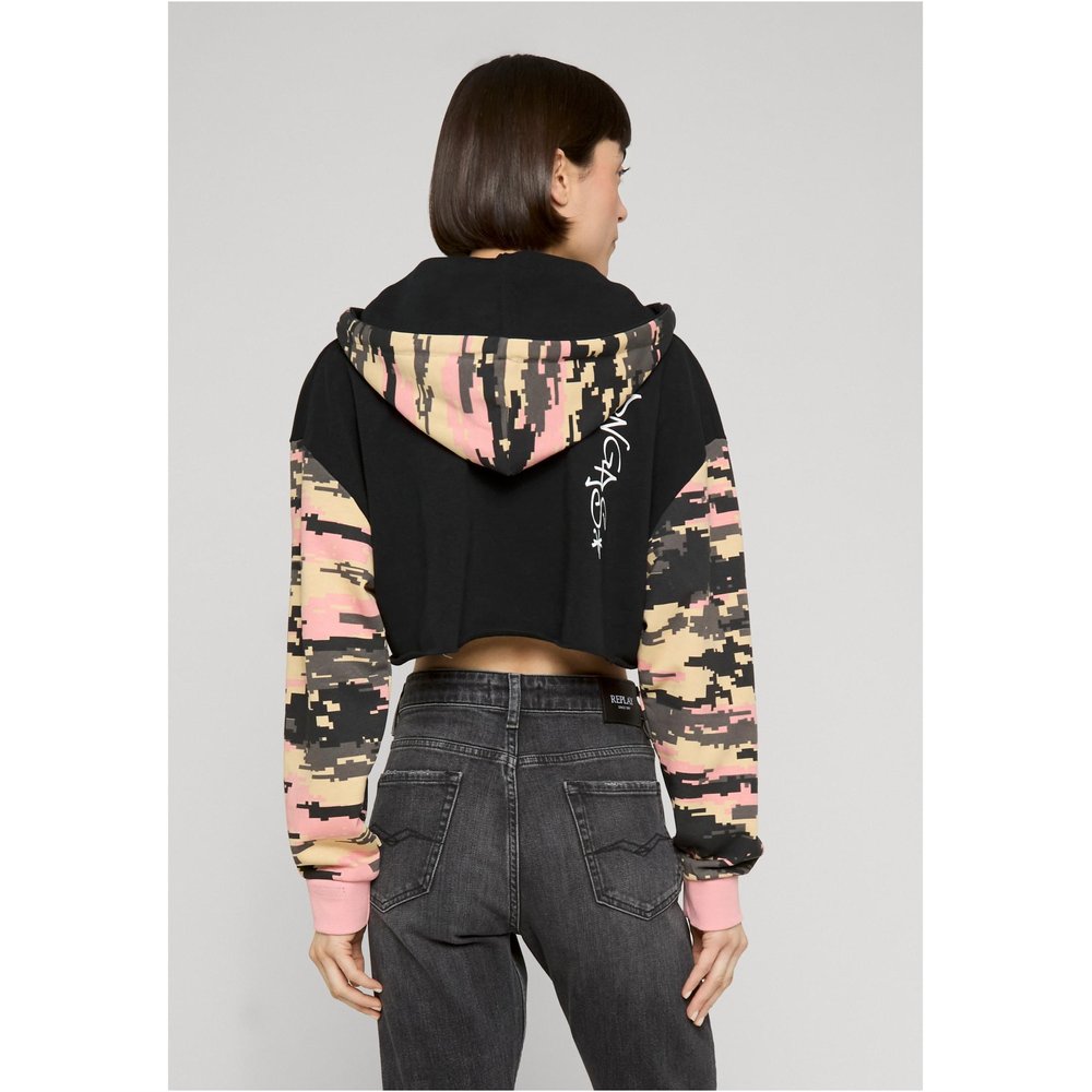 Dangerous DNGRS - Ecstatic Crop Hoodie - Zwart/Roze